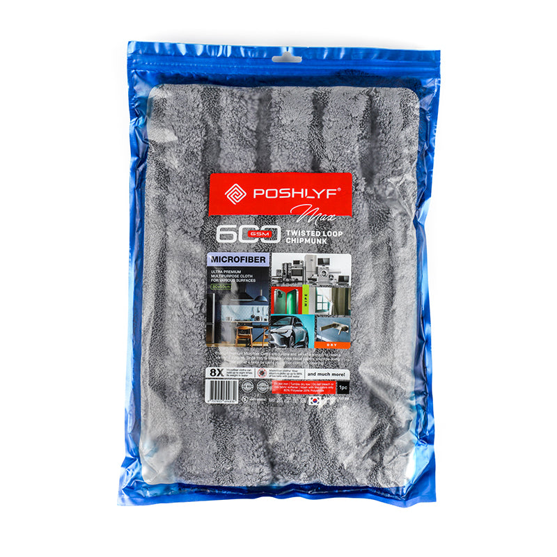 Poshlyf Chipmunk Extreme Drying Towel 600 GSM Grey with Border 80cm x 50cm (1 unit)