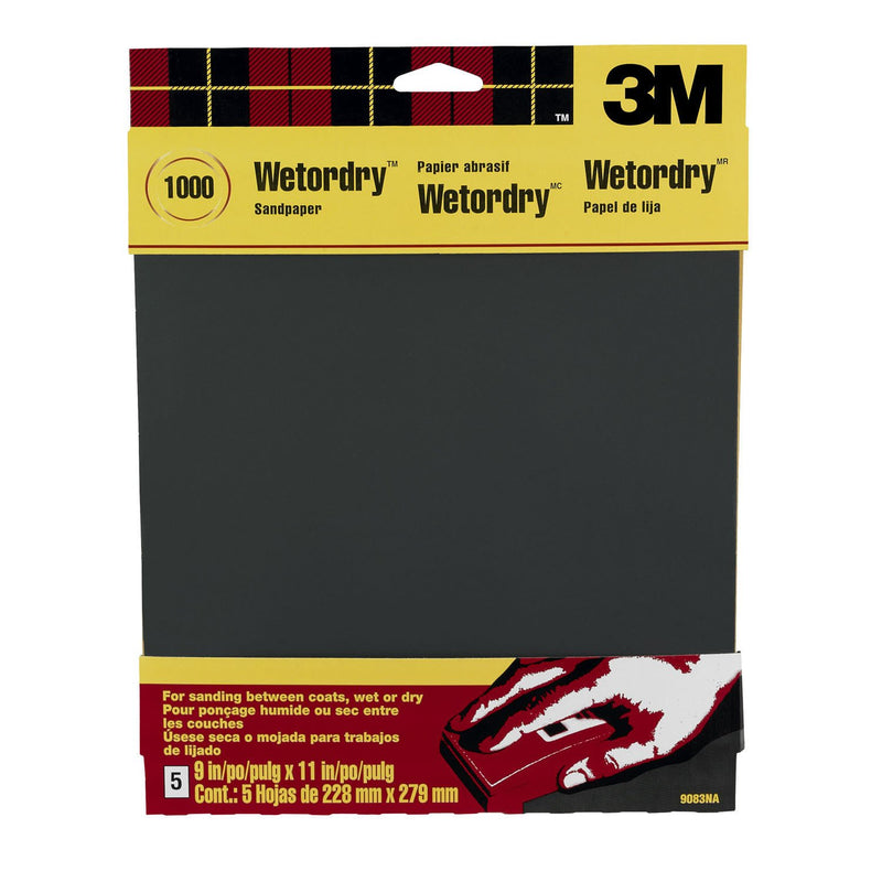 3M Wetordry Sandpaper, 1000-Grit, 9-Inch by 11-Inch, 5 Sheets